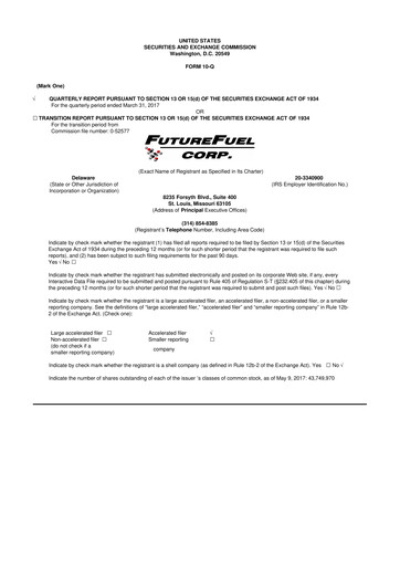 Thumbnail FutureFuel 10-Q Quarterly Report FY2017 