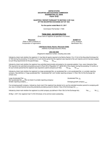 Thumbnail Twin Disc
 10-Q Quarterly Report FY2017 