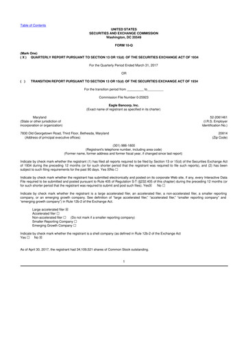 Thumbnail Eagle Bancorp 10-Q Quarterly Report FY2017 