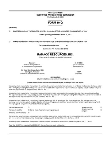 Thumbnail Ramaco Resources
 10-Q Quarterly Report FY2017 