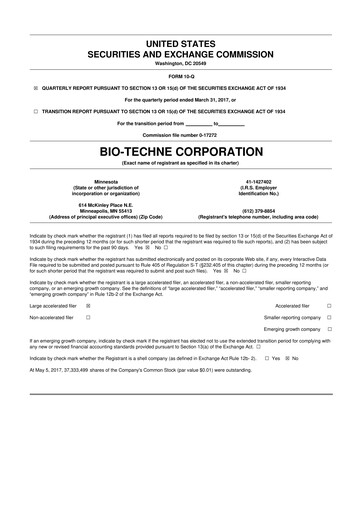 Miniature Bio-Techne 10-Q Rapport trimestriel 2017 