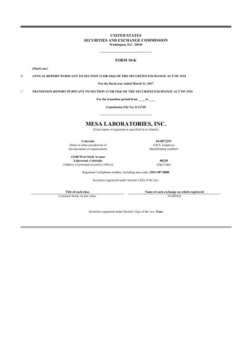 Thumbnail Mesa Laboratories 10-K Annual Report 2017