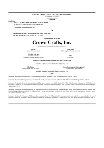 Thumbnail Crown Crafts 10-K Annual Report 2017