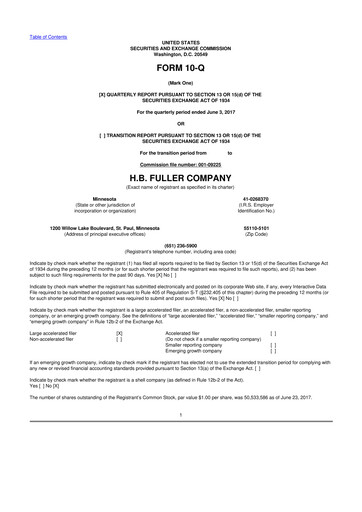Thumbnail H.B. Fuller
 10-Q Quarterly Report FY2017 