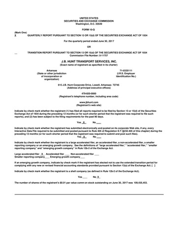 Thumbnail J. B. Hunt
 10-Q Quarterly Report FY2017 