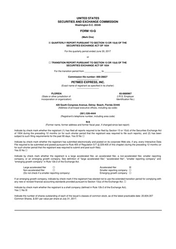 Thumbnail PetMed Express
 10-Q Quarterly Report FY2018 