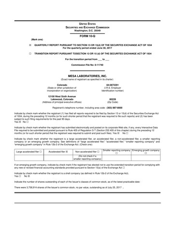 Thumbnail Mesa Laboratories 10-Q Quarterly Report FY2018 