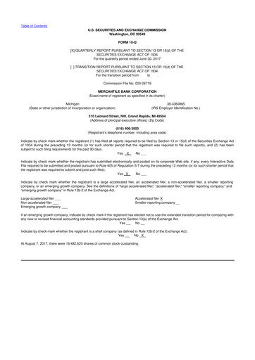Thumbnail Mercantile Bank 10-Q Quarterly Report FY2017 