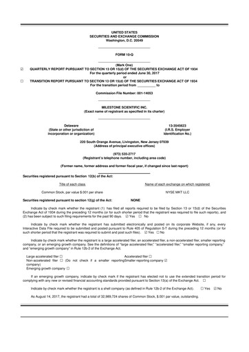 Thumbnail Milestone Scientific 10-Q Quarterly Report FY2017 