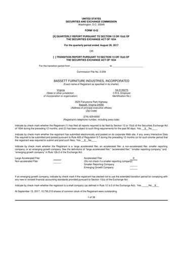 Vorschaubild Bassett Furniture 10-Q Quartalsbericht 2017 
