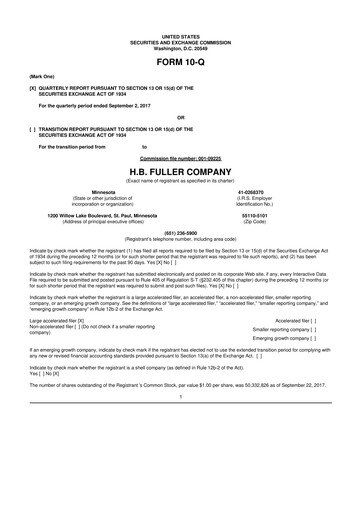 Thumbnail H.B. Fuller
 10-Q Quarterly Report FY2017 