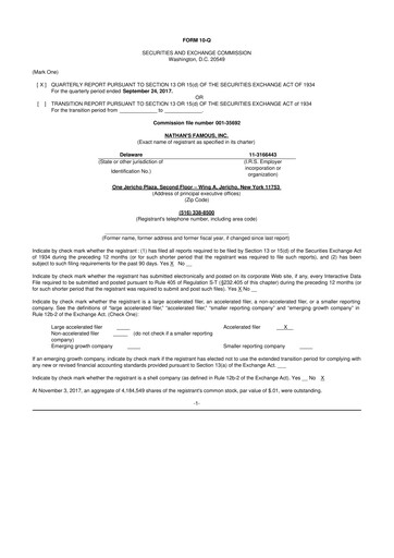 Miniature Nathan's Famous 10-Q Rapport trimestriel 2018 