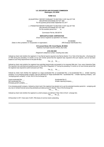 Thumbnail Mercantile Bank 10-Q Quarterly Report FY2017 