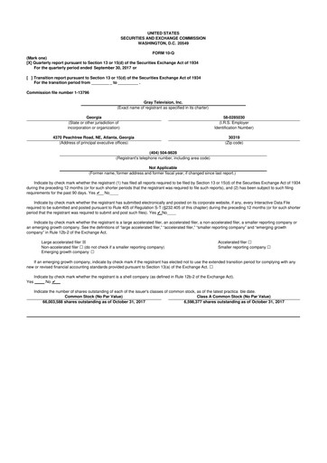 Miniature Gray Media
 10-Q Rapport trimestriel 2017 