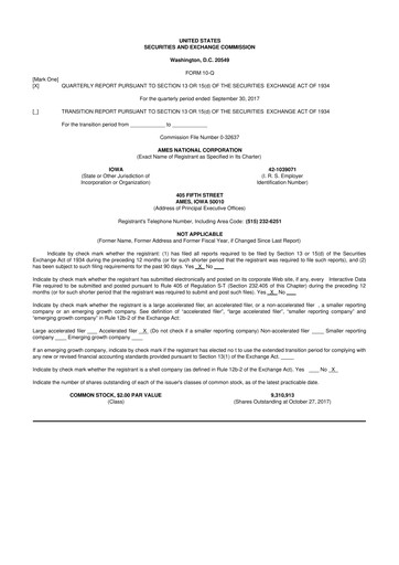 Thumbnail Ames National Corp. 10-Q Quarterly Report FY2017 