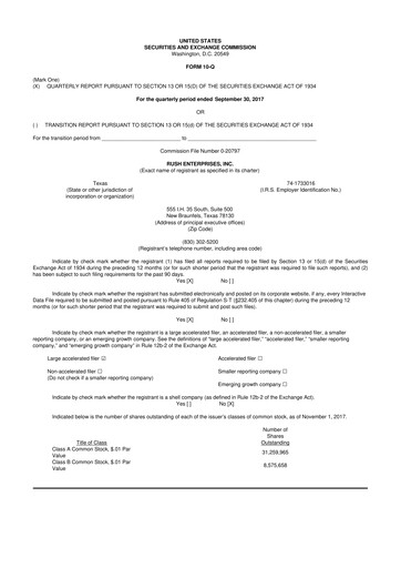 Miniature Rush Enterprises
 10-Q Rapport trimestriel 2017 