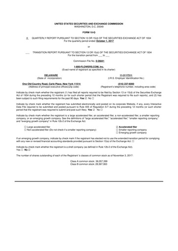 Thumbnail 1-800-Flowers.com, Inc.
 10-Q Quarterly Report FY2018 