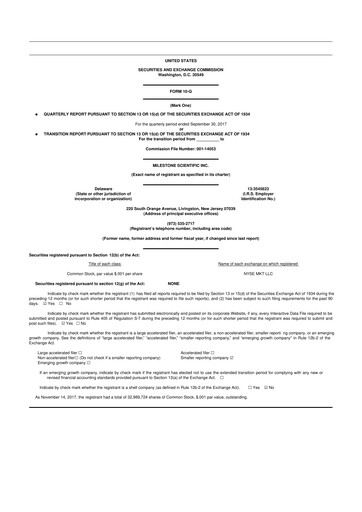 Thumbnail Milestone Scientific 10-Q Quarterly Report FY2017 