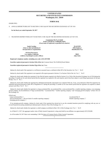 Thumbnail Daily Journal 10-K Annual Report 2017