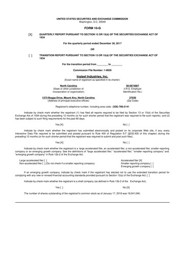 Thumbnail Insteel Industries 10-Q Quarterly Report FY2018 