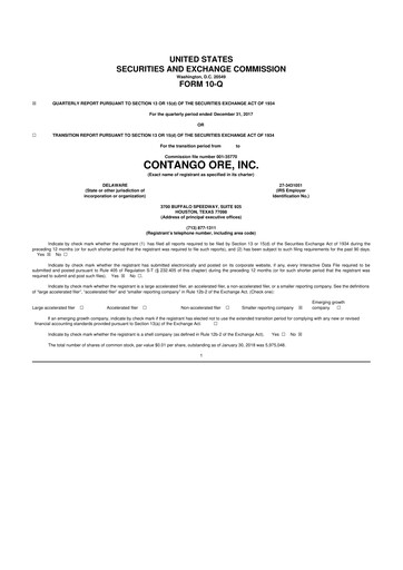 Thumbnail Contango Ore 10-Q Quarterly Report FY2018 