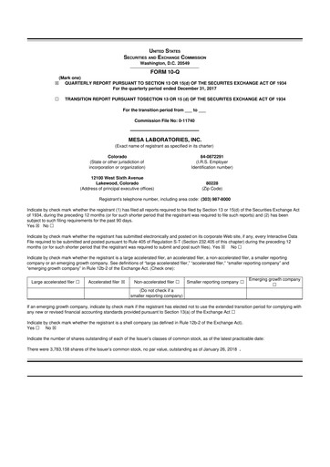Thumbnail Mesa Laboratories 10-Q Quarterly Report FY2018 