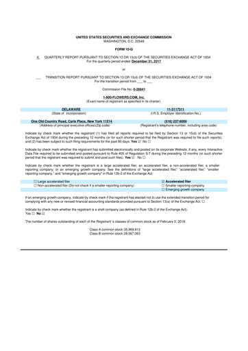 Thumbnail 1-800-Flowers.com, Inc.
 10-Q Quarterly Report FY2018 