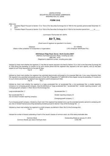Thumbnail Air T, Inc. 10-Q Quarterly Report FY2018 