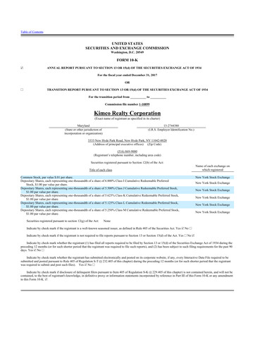 Miniature Kimco Realty
 10-K Rapport annuel 2017