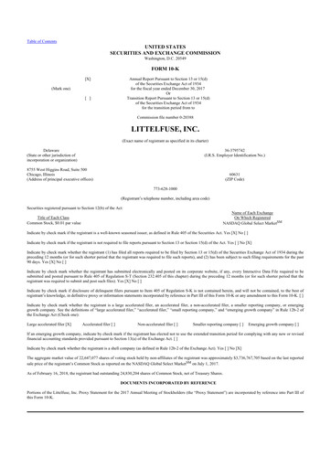 Thumbnail Littelfuse 10-K Annual Report 2017