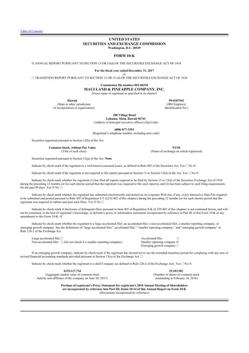 Miniature Maui Land & Pineapple Company 10-K Rapport annuel 2017