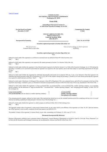 Thumbnail Stock Yards Bancorp 10-K Annual Report 2017