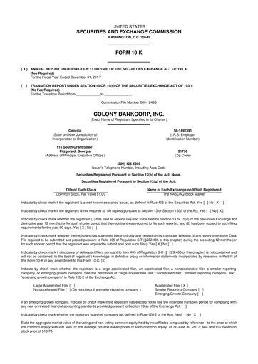 Vorschaubild Colony Bankcorp 10-K Jahresbericht 2017