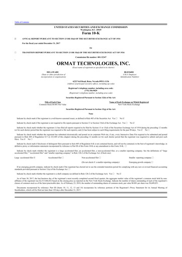 Thumbnail Ormat Technologies
 10-K Annual Report 2017