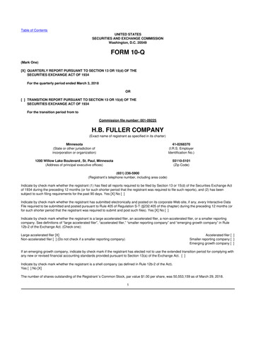 Thumbnail H.B. Fuller
 10-Q Quarterly Report FY2018 