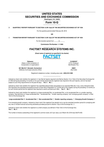 Thumbnail FactSet 10-Q Quarterly Report FY2018 