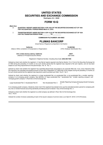 Vorschaubild Plumas Bancorp 10-Q Quartalsbericht 2018 