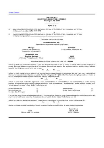 Thumbnail The Shyft Group 10-Q Quarterly Report FY2018 