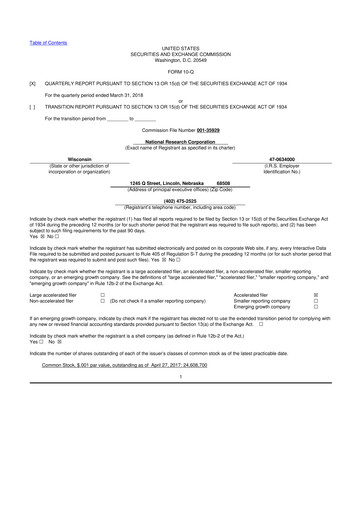 Thumbnail NRC Health
 10-Q Quarterly Report FY2018 