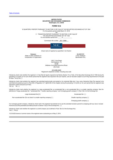 Thumbnail National Healthcare
 10-Q Quarterly Report FY2018 