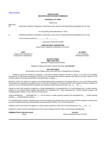 Thumbnail Ames National Corp. 10-Q Quarterly Report FY2018 