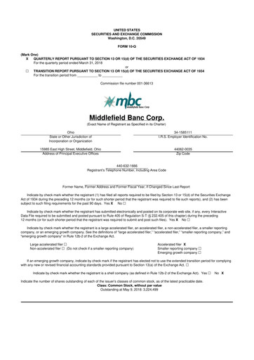 Vorschaubild Middlefield Banc
 10-Q Quartalsbericht 2018 