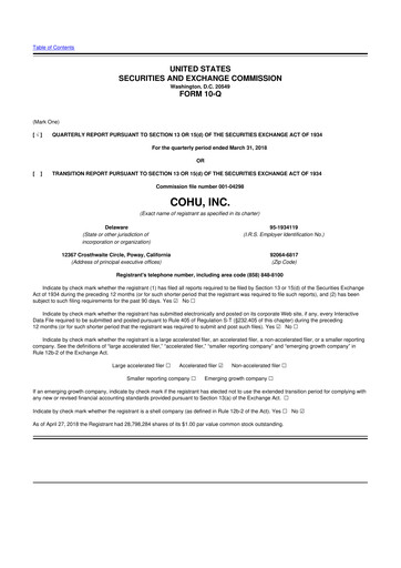 Thumbnail Cohu 10-Q Quarterly Report FY2018 