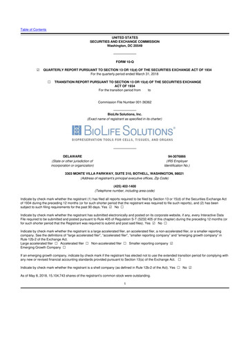 Thumbnail Biolife Solutions
 10-Q Quarterly Report FY2018 