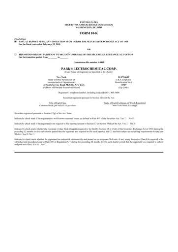 Thumbnail Park Aerospace 10-K Annual Report 2018