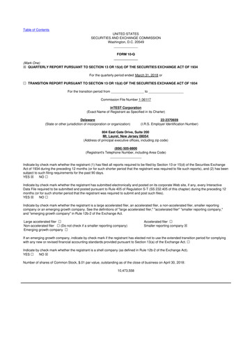 Thumbnail inTEST Corporation 10-Q Quarterly Report FY2018 