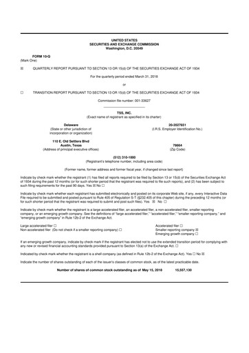 Miniature TSS, Inc. 10-Q Rapport trimestriel 2018 
