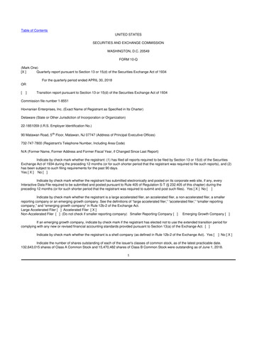 Thumbnail Hovnanian Enterprises
 10-Q Quarterly Report FY2018 