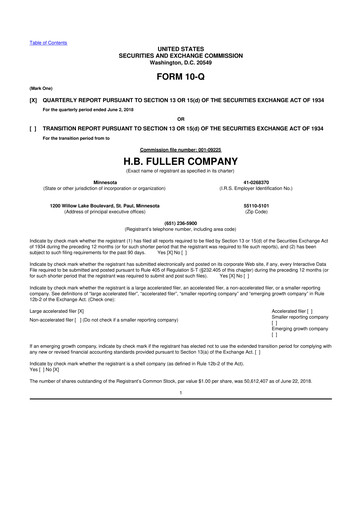 Thumbnail H.B. Fuller
 10-Q Quarterly Report FY2018 