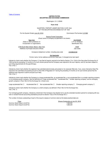 Thumbnail Seneca Foods
 10-Q Quarterly Report FY2019 